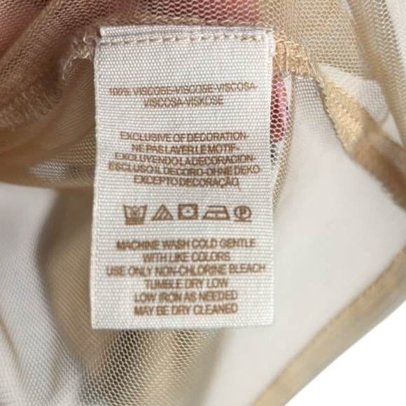 Free People Embroidered Oversized Sheer Boho Eden Top Tan Black Size Small - Picture 6 of 14